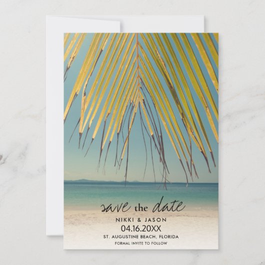 フロリダのビーチ結婚式写真の日付の保存 セーブザデート (正面)