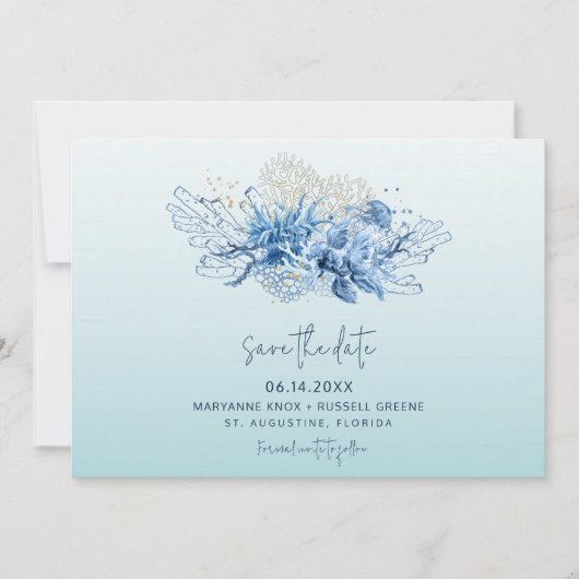 フロリダのビーチ結婚式写真の日付の保存 セーブザデート (正面)