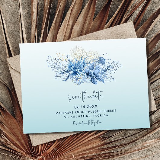 フロリダのビーチ結婚式写真の日付の保存 セーブザデート