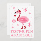 フロリダのフラミンゴの熱帯ビーチのクリスマスの休日 シーズンポストカード (正面/裏面)
