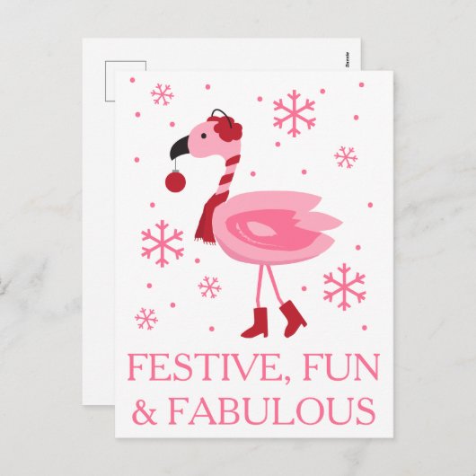 フロリダのフラミンゴの熱帯ビーチのクリスマスの休日 シーズンポストカード (正面/裏面)