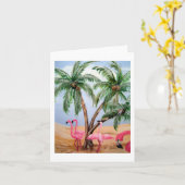 "フロリダのフラミンゴ"縦のNotecard カード (黄色い花)