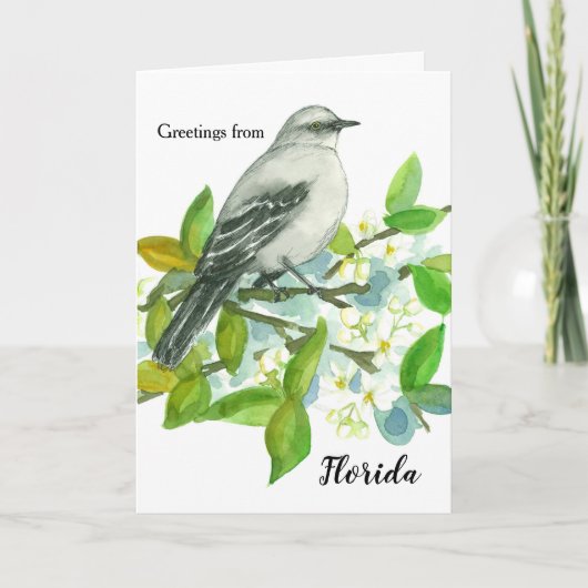 フロリダのマネシツグミのブランクからの挨拶 カード (正面)