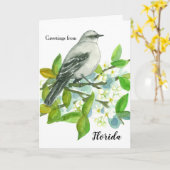 フロリダのマネシツグミのブランクからの挨拶 カード (黄色い花)