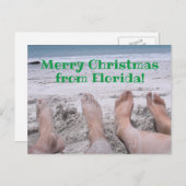 フロリダのメリークリスマス足オンビーチ シーズンポストカード (正面/裏面)