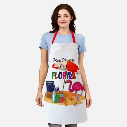 フロリダのメリークリスマス エプロン (着用した状態)