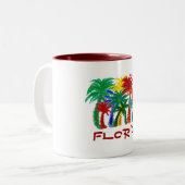 フロリダのヤシの木のマグ ツートーンマグカップ (正面左)