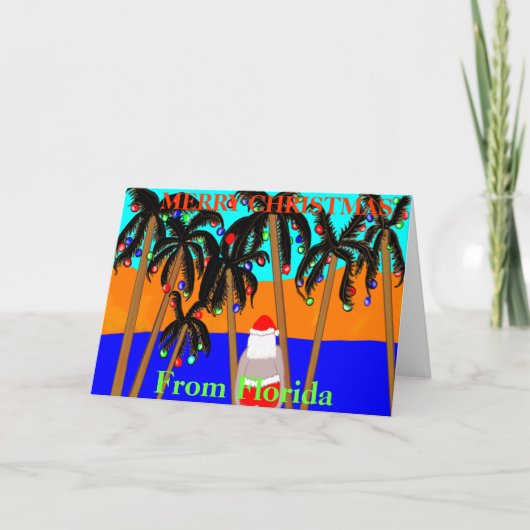 フロリダのヤシの木サンタからのクリスマスカード シーズンカード (正面)