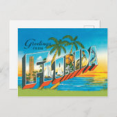 フロリダのヴィンテージからの夕日との挨拶 ポストカード (正面/裏面)