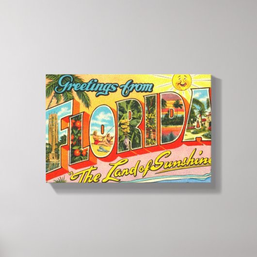 フロリダのヴィンテージはがき キャンバスプリント (正面)