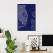 フロリダのヴィンテージマップ航海のグラフブルーアート ポスター (ホームオフィス)