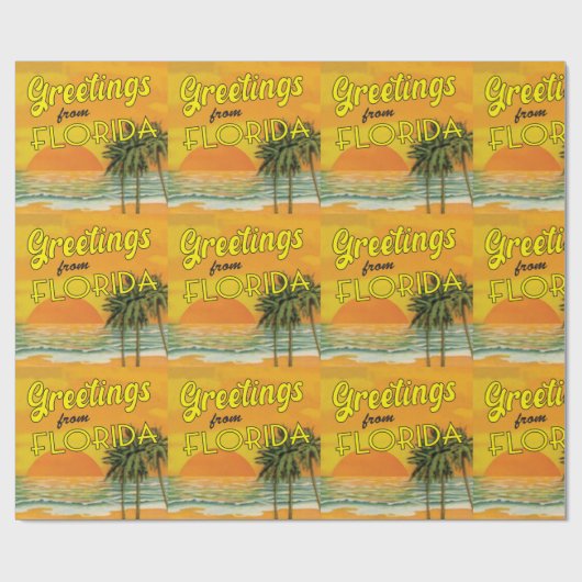 フロリダのヴィンテージ夕日のシーンからの挨拶 ラッピングペーパー (フラット)