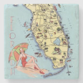 フロリダのヴィンテージ旅行地図の駄作 ストーンコースター (正面)