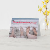 フロリダの休日からメリークリスマスおもしろいビーチ カード (黄色い花)