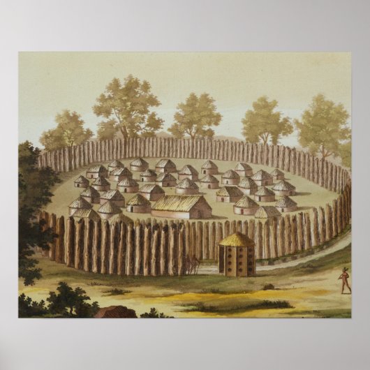 フロリダの先住民の村、彫刻 ポスター (正面)