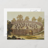 フロリダの先住民の村、彫刻 ポストカード (正面/裏面)