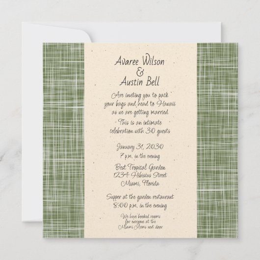 フロリダの冬の結婚式招待状 招待状 (裏面)