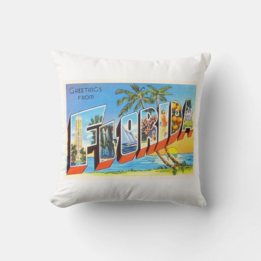フロリダの国家# 2 FLの古いヴィンテージ旅行記念品 クッション (正面)