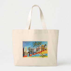 フロリダの国家# 2 FLの古いヴィンテージ旅行記念品 ラージトートバッグ