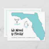 フロリダの地図とイルカの新しい住所に移動 案内状 (正面/裏面)