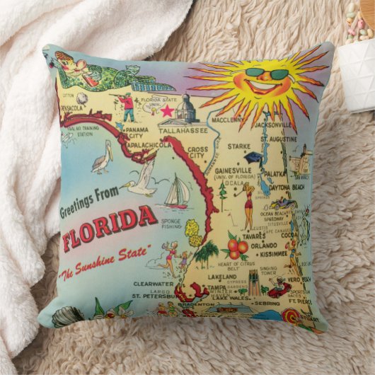 フロリダの地図カスタム枕 クッション (ブランケット)