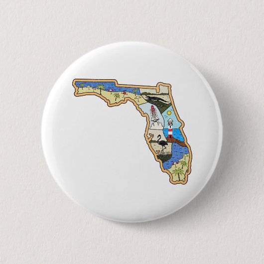 フロリダの地図ジャクソンビルマイアミタンパ鍵ウエスト 缶バッジ (正面)