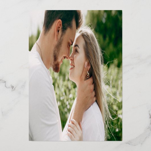 フロリダの地図ミニマルなスクリプト写真の日付を保存 箔招待状 (裏面)