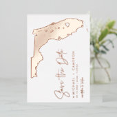 フロリダの地図ミニマルなスクリプト写真の日付を保存 箔招待状 (立ち正面)