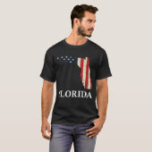 フロリダの地図州アメリカ国旗7月プライド4日 Tシャツ (正面フル)