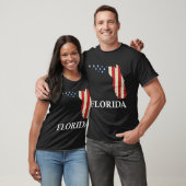 フロリダの地図州アメリカ国旗7月プライド4日 Tシャツ (ユニセックス)
