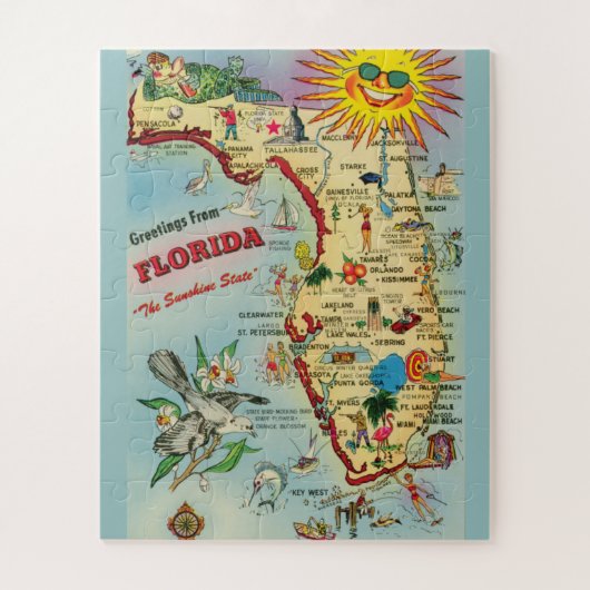 フロリダの地図16x20ビッグピース ジグソーパズル (縦)