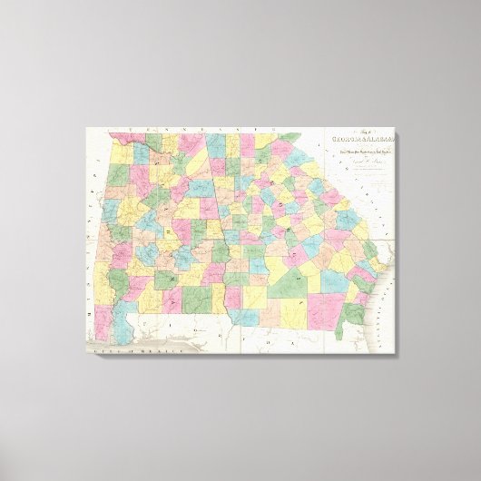 フロリダの地図 キャンバスプリント (正面)