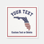 フロリダの地図 | 愛国的な米国国旗 | あなたの街、文字 スタンダードカクテルナプキン (正面)