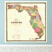 フロリダの地図（1870年） キャンバスプリント (インサイチュ (ウッドフロア))