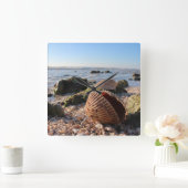 フロリダの壁時計のビーチの貝殻 スクエア壁時計 (ホーム)