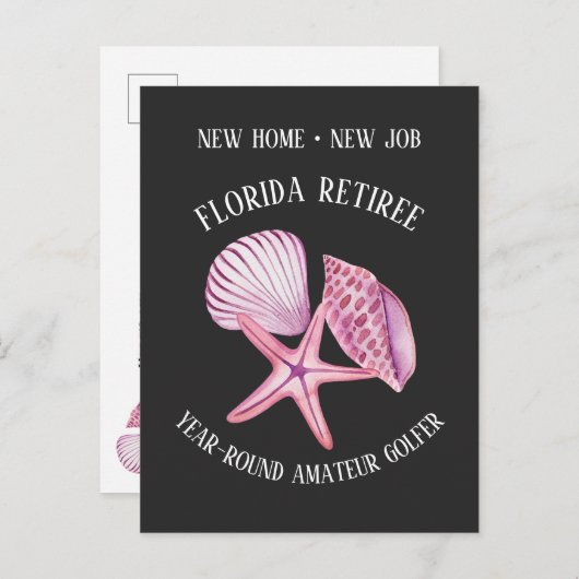 フロリダの定年退職者アマチュアゴルファー 住所変更のお知らせ 案内ポストカード (正面/裏面)