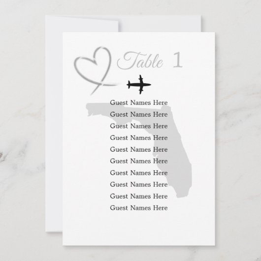 フロリダの宛先ウェディングテーブルプランカード 招待状 (正面)