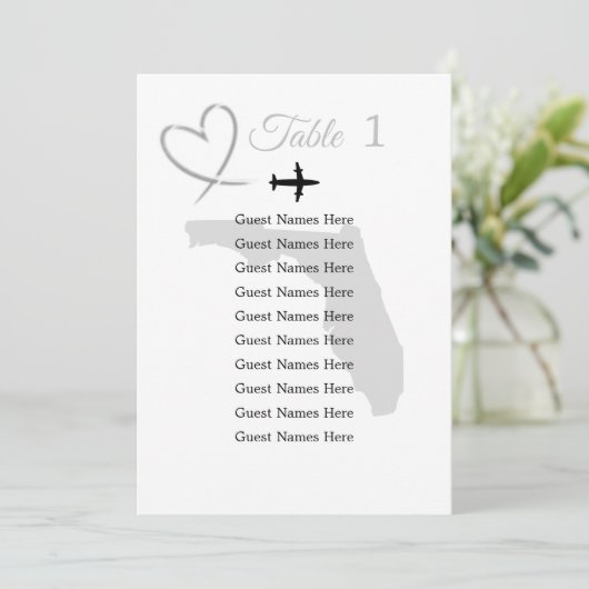 フロリダの宛先ウェディングテーブルプランカード 招待状 (スタンド正面)