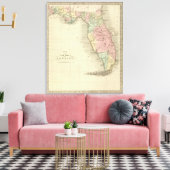 フロリダの州の地図 キャンバスプリント (インサイチュ (リビング))
