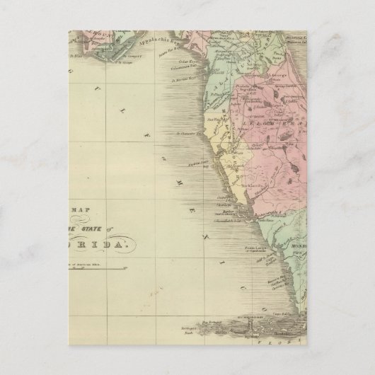 フロリダの州の地図 ポストカード (正面)