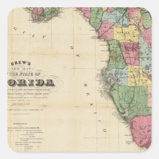 フロリダの州の新しい地図 スクエアシール (正面)