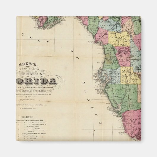 フロリダの州の新しい地図 マグネット (正面)