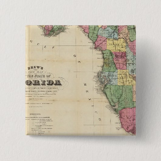 フロリダの州の新しい地図 缶バッジ (正面)