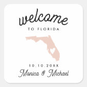 フロリダの州目的地の結婚式任意の色! スクエアシール (正面)