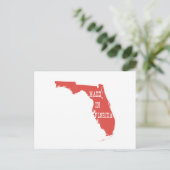フロリダの形のフローリダンで作られた赤いフロリディアン ポストカード (スタンド正面)