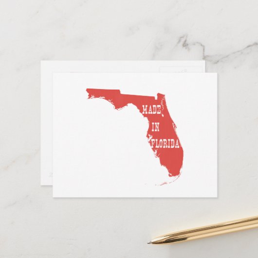 フロリダの形のフローリダンで作られた赤いフロリディアン ポストカード (正面/裏面インサイチュ)