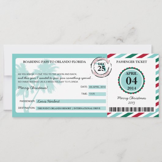 フロリダの搭乗券 招待状 (正面)