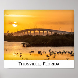 フロリダの日没の旅行写真 – Titusville ポスター