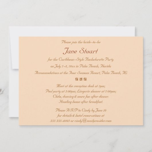 フロリダの日没 招待状 (裏面)