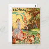 フロリダの水の乙女たち ヴィンテージ観光イラスト ポストカード (正面/裏面)